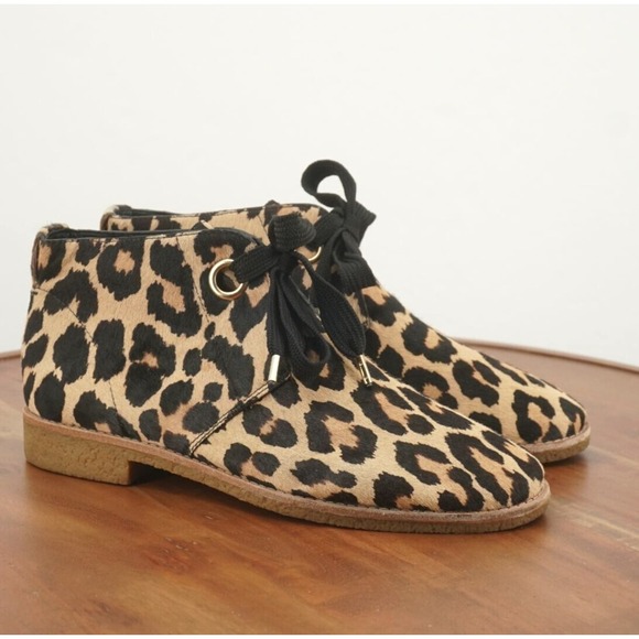 Kate Spade Womens Barrow Lace Up Chukka Boots Size 10.5 Leopard Calf Hair - Picture 1 of 11
